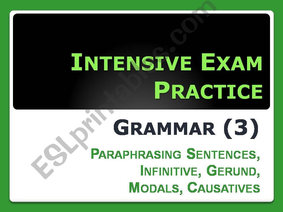 Intensive Exam Practice: Grammar(3)