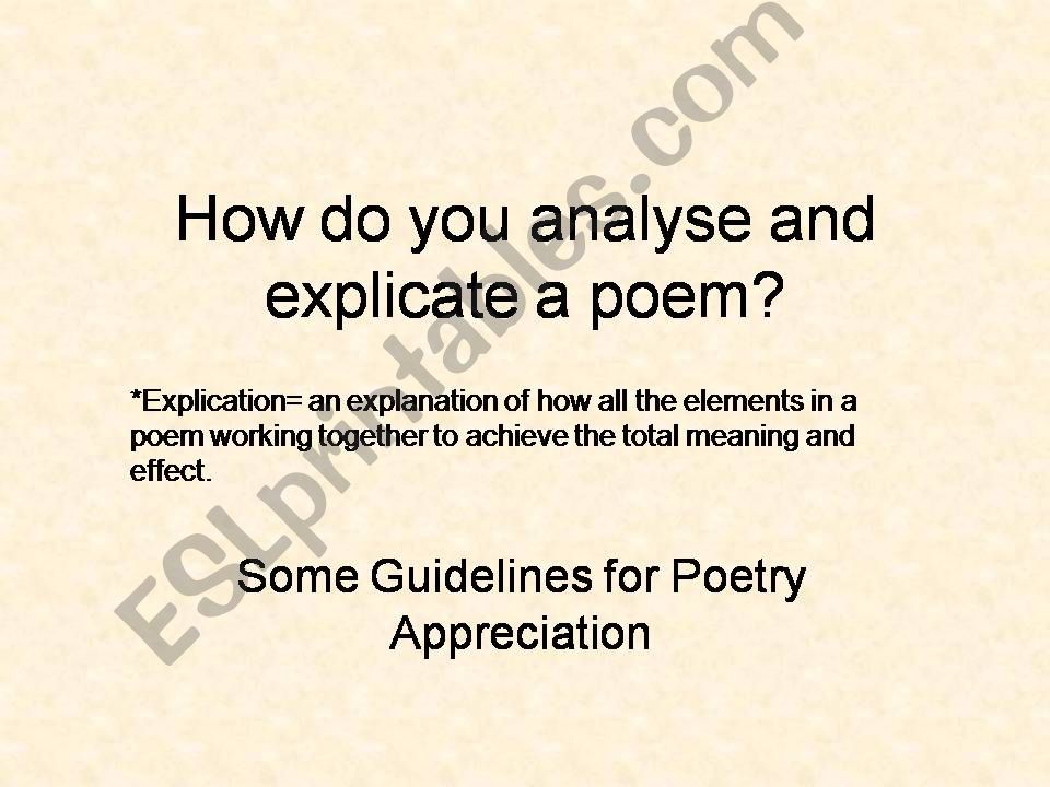 How to explicate a poem powerpoint