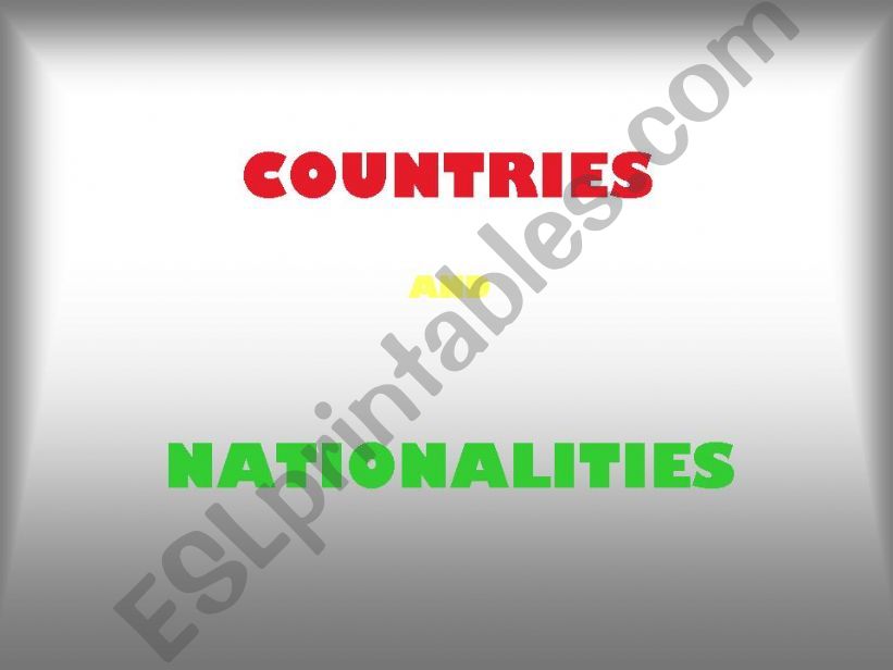 Countries and nationalities powerpoint