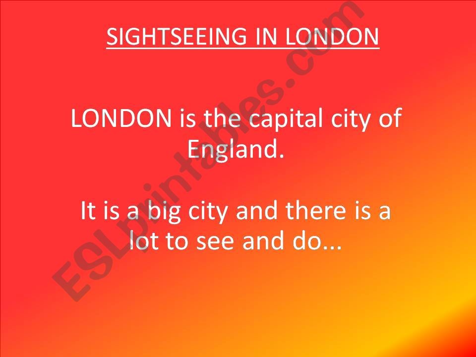 SIGHTSEEING IN LONDON powerpoint