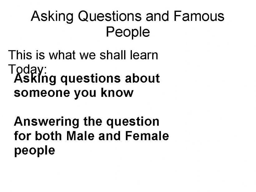 Famous People and Introductions