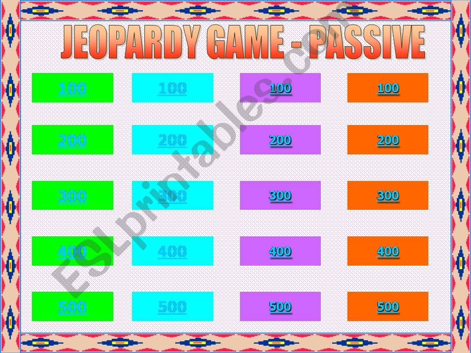 PASSIVE VOICE JEOPARDY powerpoint