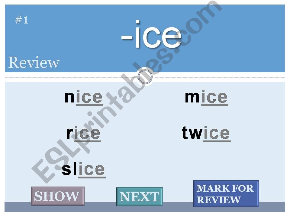 Word Families Flash Cards Long Vowels part 2