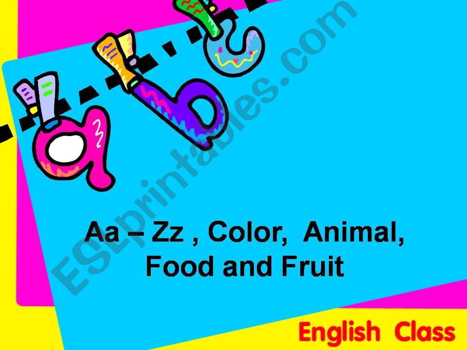 a-z color,animal, food and fruit
