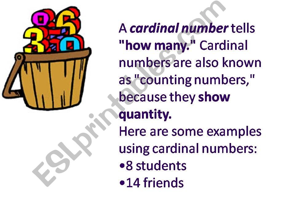 cardinal/ordinal/nominal numbers