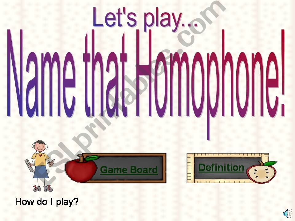 Name that Homophone Game powerpoint