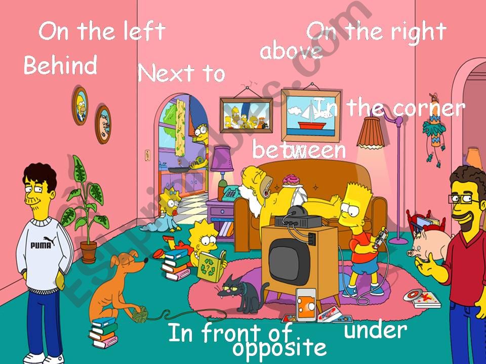 Prepositions of place with the Simpsons