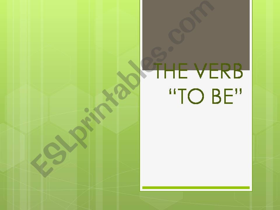 THE VERB TO BE AFFIRMATIVE powerpoint