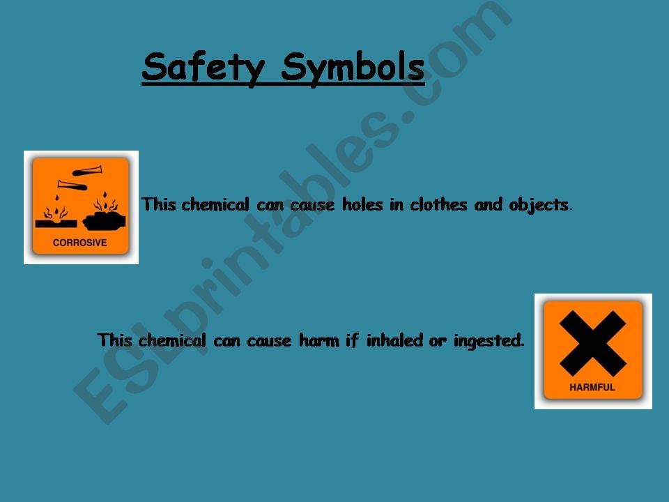 ESL English PowerPoints Science safety symbols