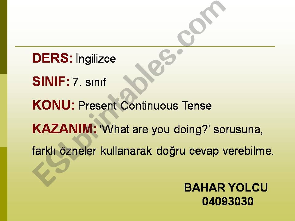 present continuous tense powerpoint