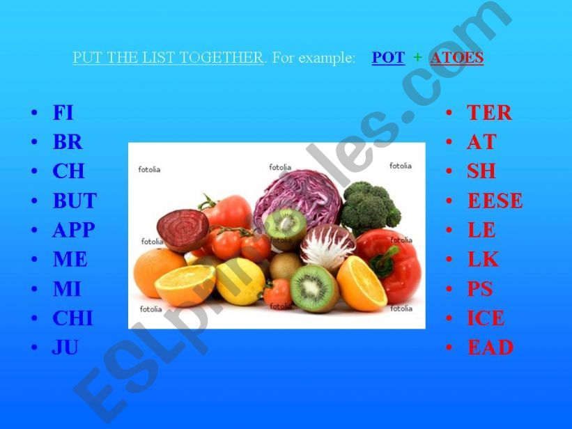 Food vocabulary powerpoint