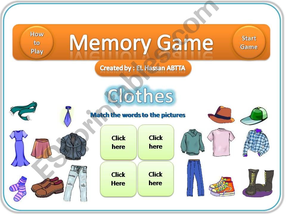 Memory Game-Clothes powerpoint