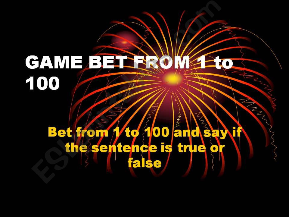 BET from 1 to 100 (first part)