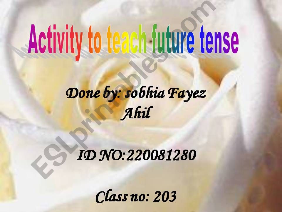 activity to teach future tense