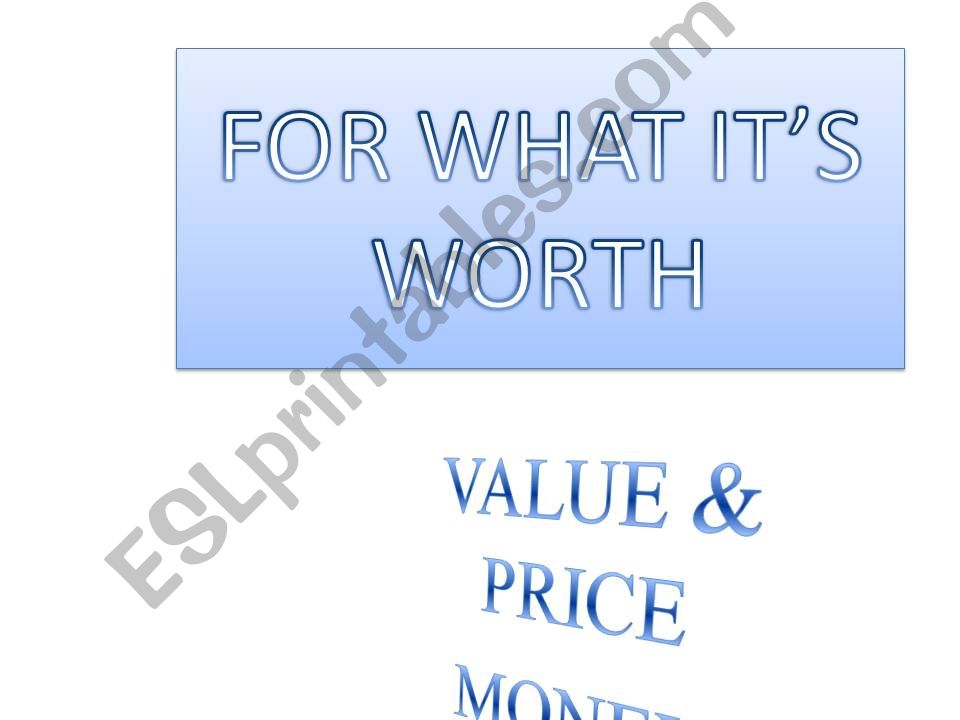 Value and price- money powerpoint