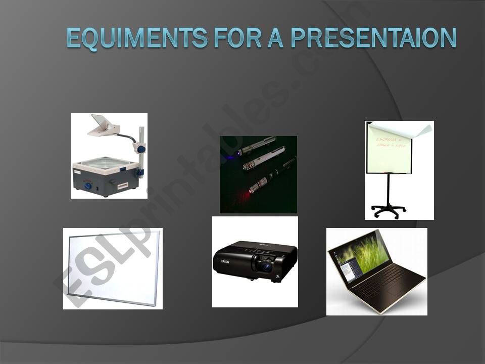 Equipments for a presentation powerpoint
