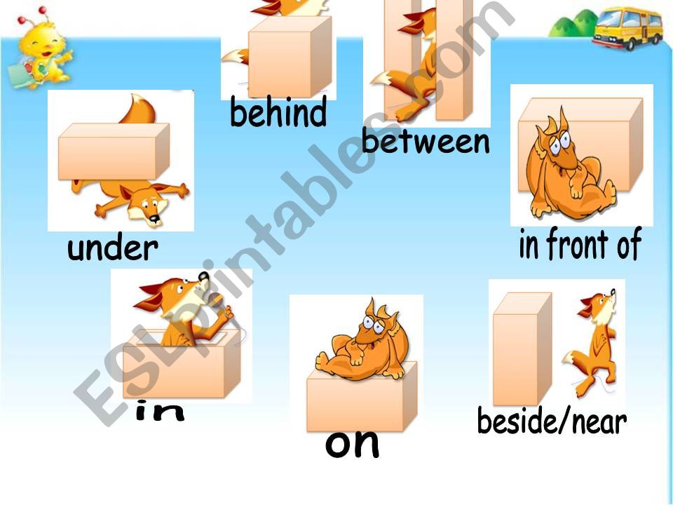 prepositions of place in the park