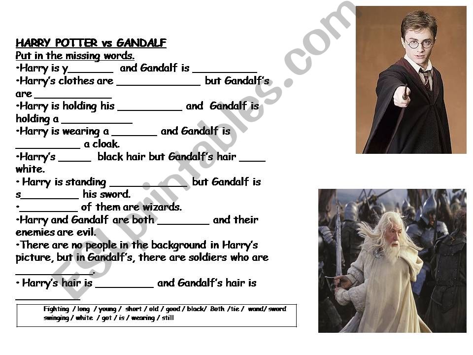 Harry Potter vs Gandalf  powerpoint