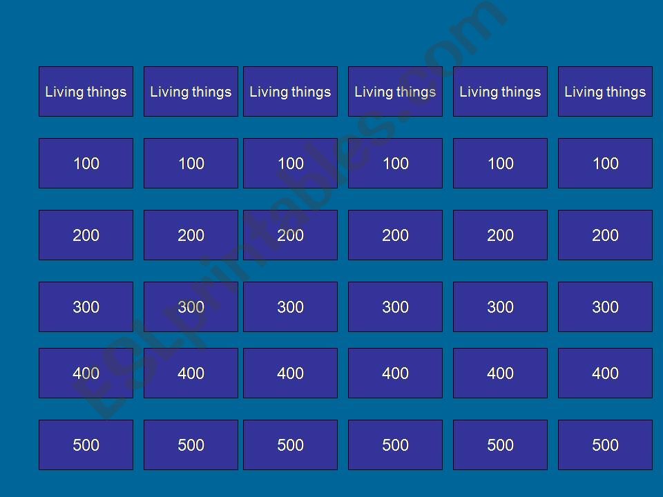 Living things jeopardy powerpoint