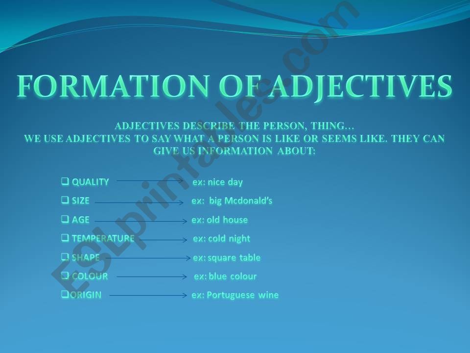 ORDER OF ADJECTIVES powerpoint