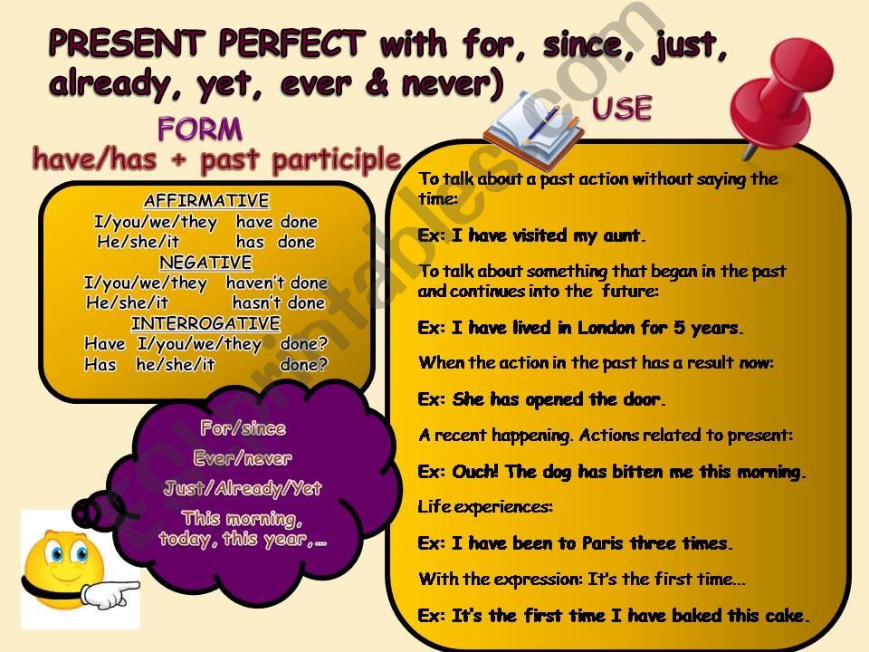 present perfect-common particles