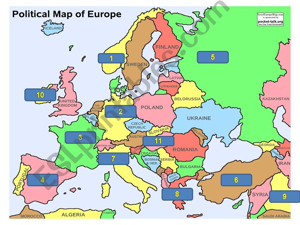 European Counries -prepositions of location