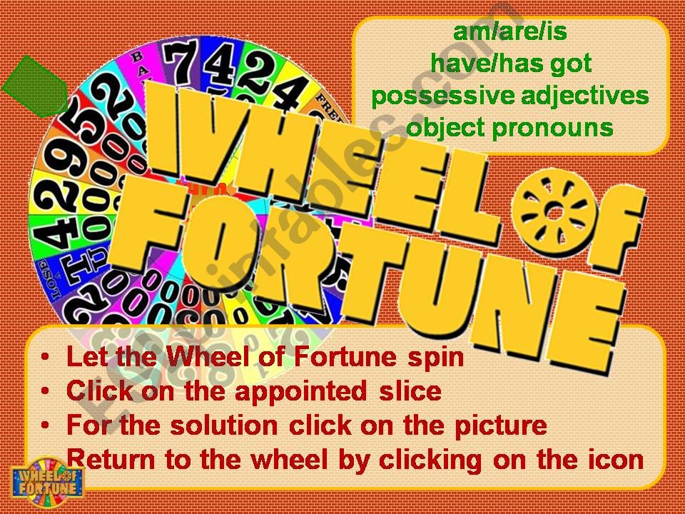 Wheel of Fortune: be/have got, possessive adjectives and object pronouns