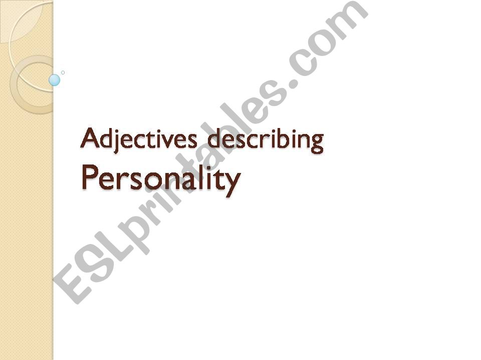 Adjective Describing Personality