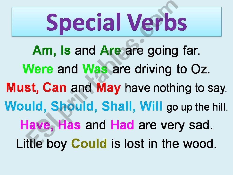 special verbs powerpoint