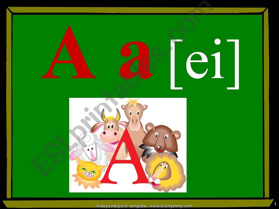 ABC presentation with words for reading and how to write letters