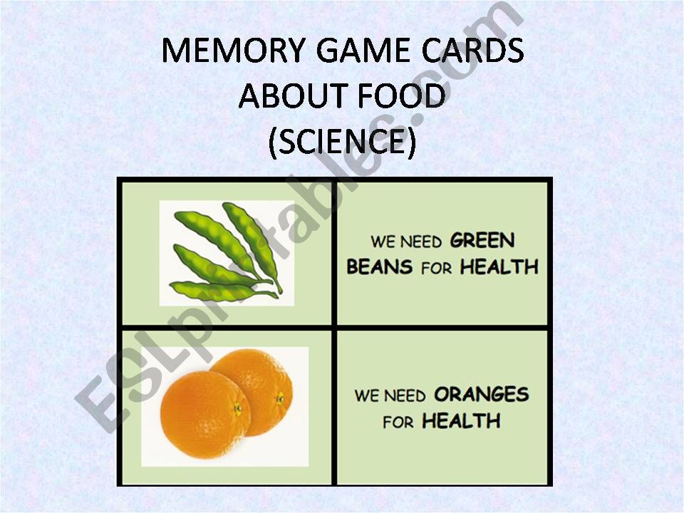 MEMORY GAMES ABOUT FOOD powerpoint