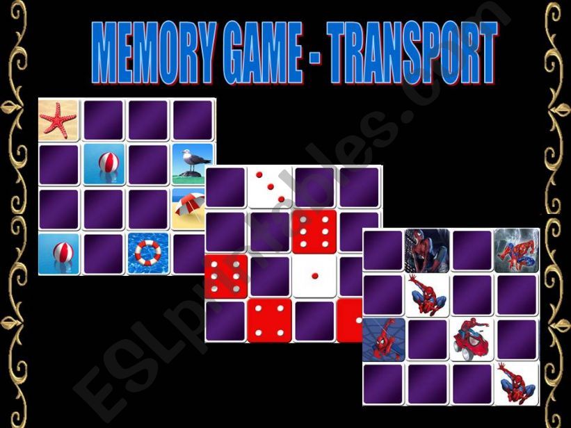 MEMORY GAME - TRANSPORTATION powerpoint