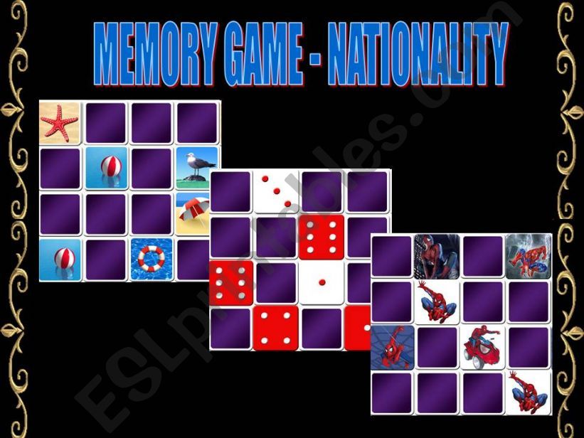 MEMORY GAME - COUNTRIES AND NATIONALITIES
