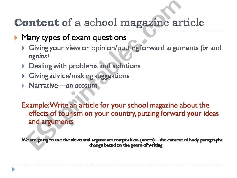 how to write an article for a school magazine examples