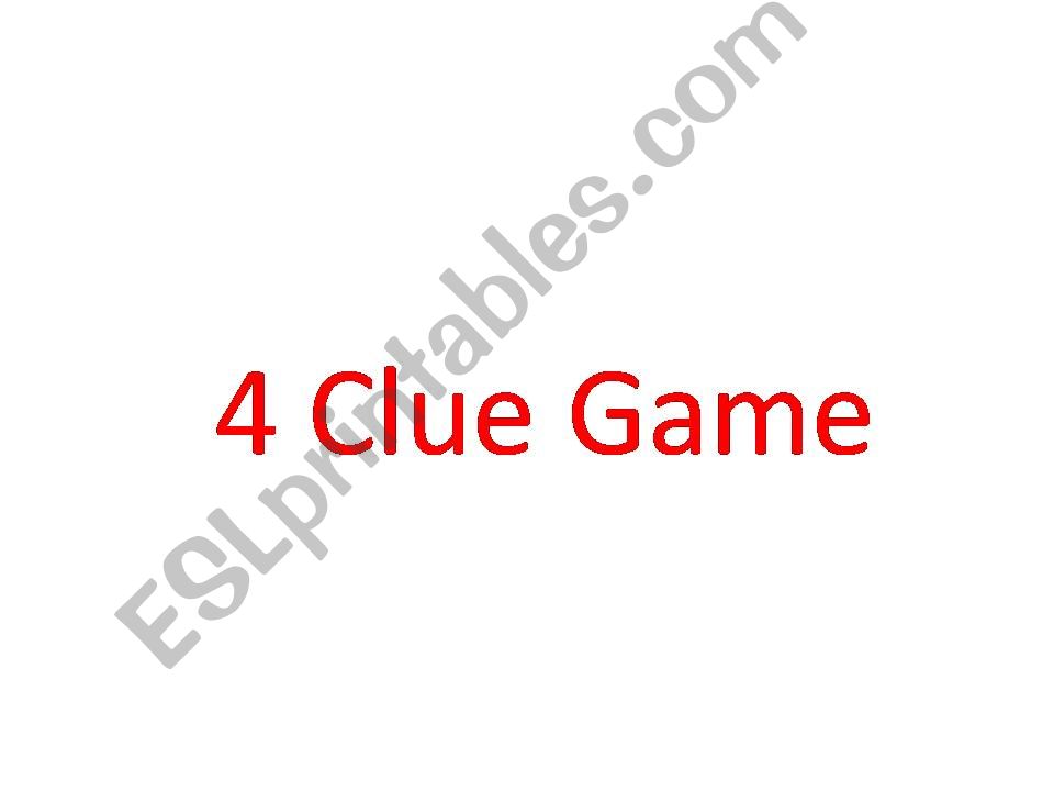 ESL English PowerPoints Classroom Objects Clue Game