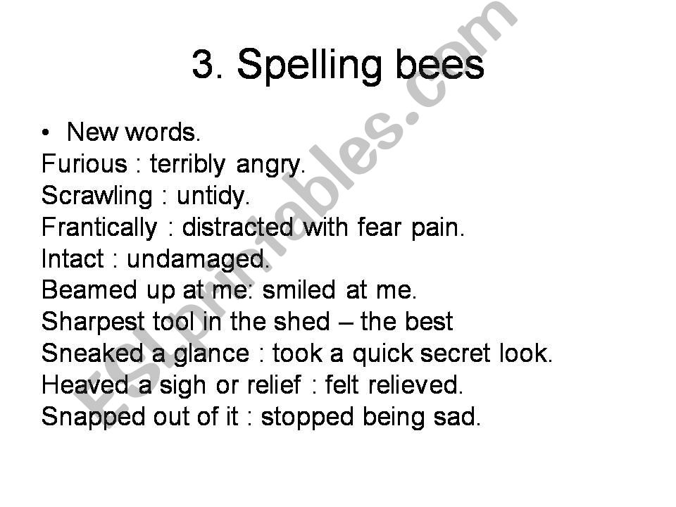 Spelling Bees a story of a writter who was frightened to copy in test
