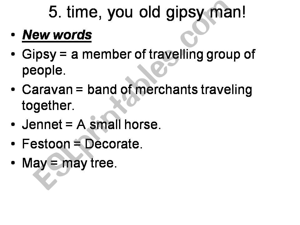Gipsy people - who dost not stay at one place Nice poem