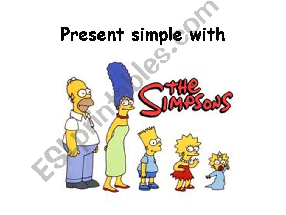 Simple present tense exercises (affermative and negative) with the Simpsons