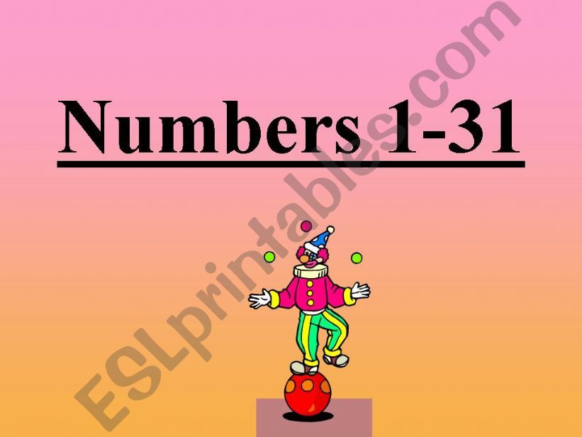 Numbers 1-31 powerpoint