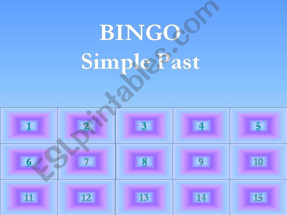 Bingo - Simple Past powerpoint