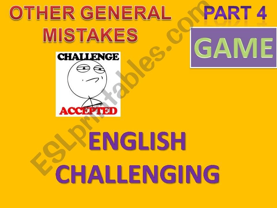 ENGLISH CHALLENGING - CORRECTING ERRORS IN 20 SENTENCES - GAME WITH INSTRUCTIONS + ANSWER KEYS PART 4