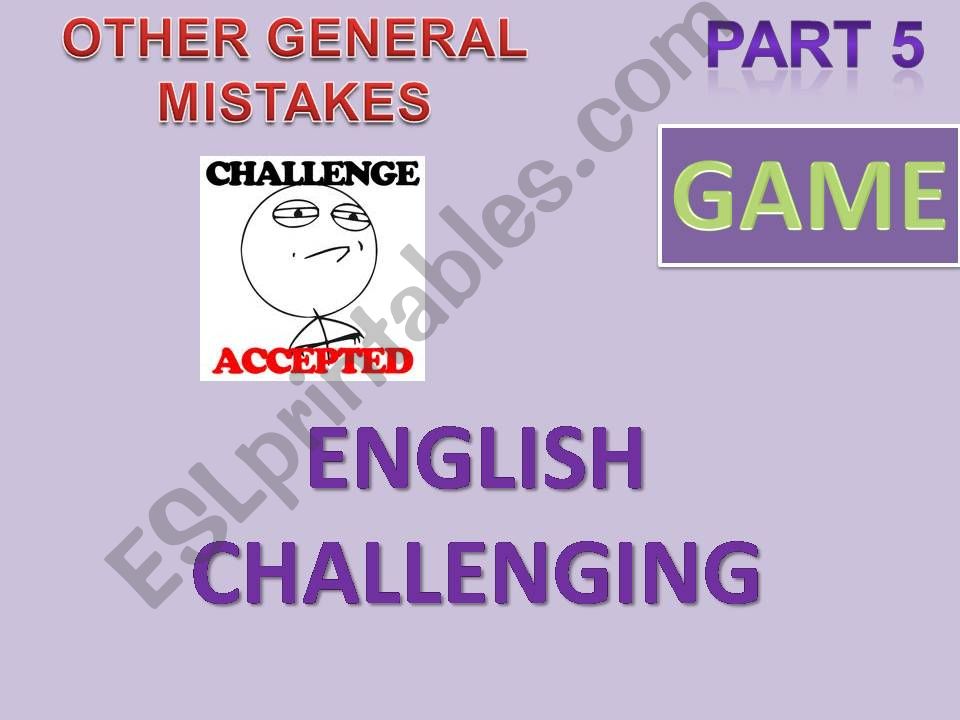 ENGLISH CHALLENGING - CORRECTING ERRORS IN 20 SENTENCES - GAME WITH INSTRUCTIONS + ANSWER KEYS PART 5