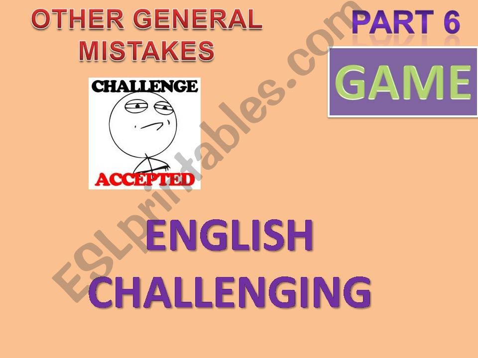 ENGLISH CHALLENGING - CORRECTING ERRORS IN 20 SENTENCES - GAME WITH INSTRUCTIONS + ANSWER KEYS PART 6