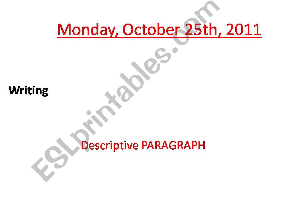 descriptive paragraph powerpoint