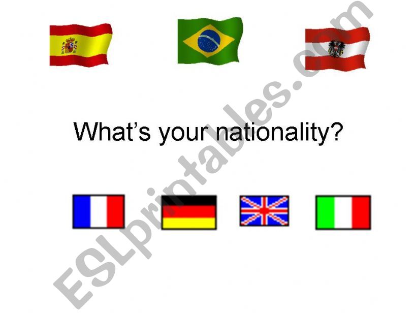 Whats your nationality? powerpoint