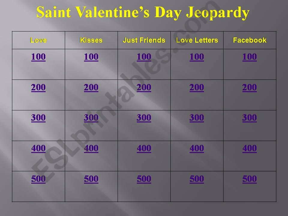 Jeopardy - Saint Valentines Day Edition