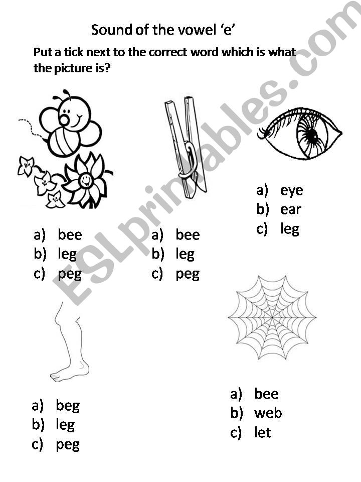 Sound of the vowel e powerpoint