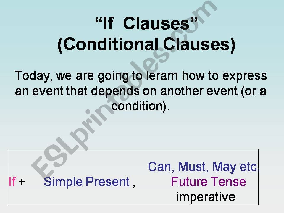 If  Clause (Conditional Clause) type 1