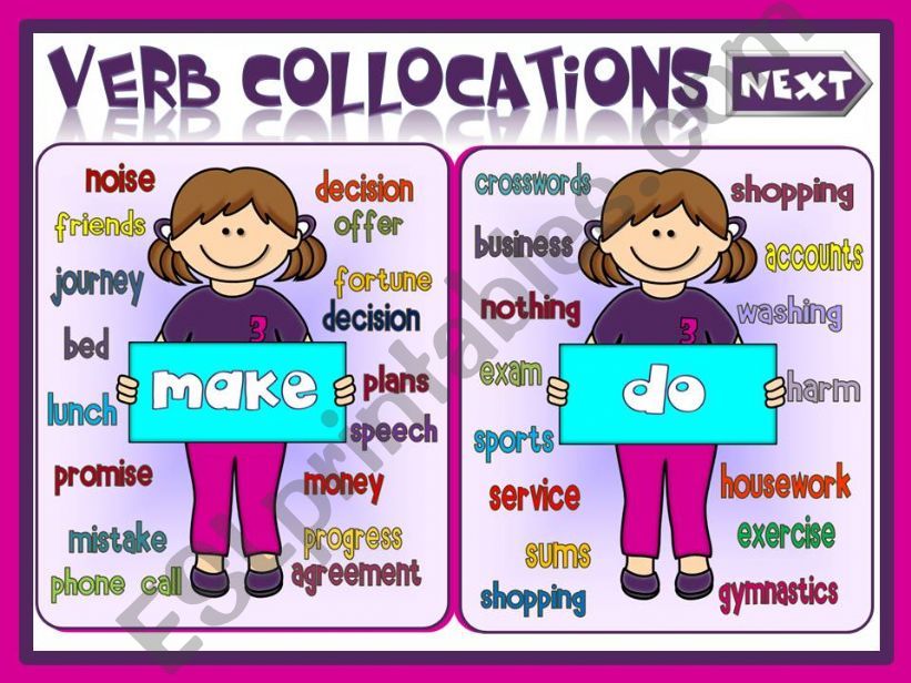 Verb collocations - MAKE or DO (1)