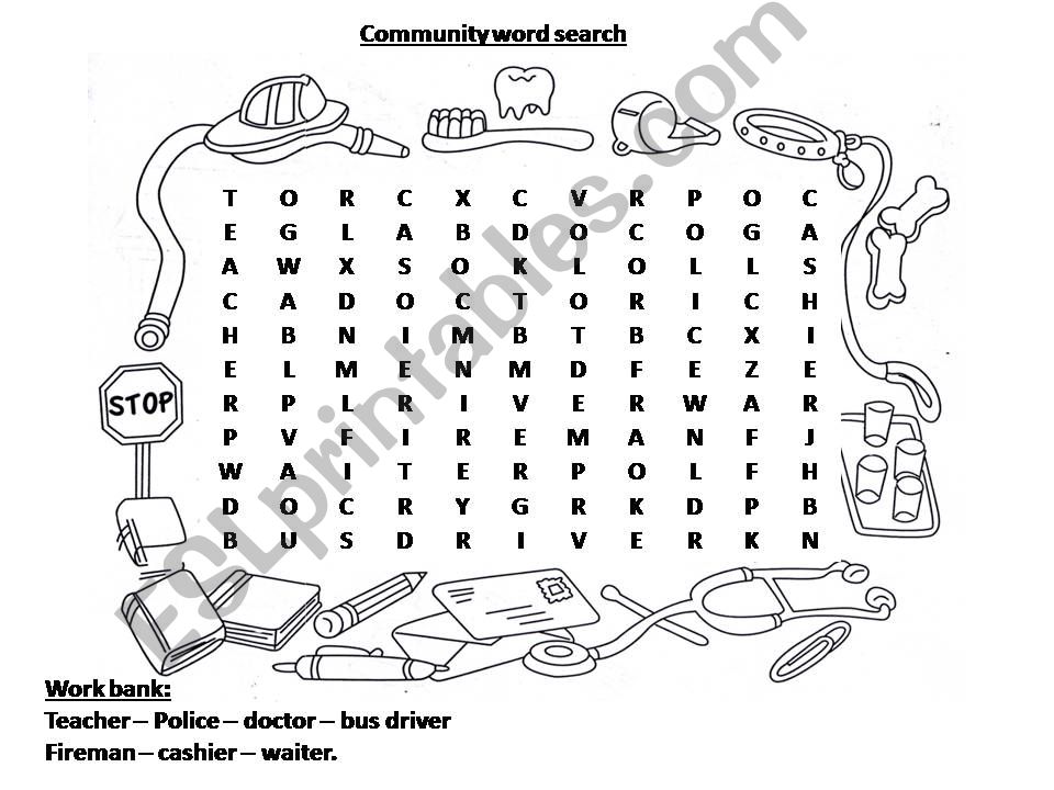 WORD SEARCH COMMUNITY HELPERS powerpoint